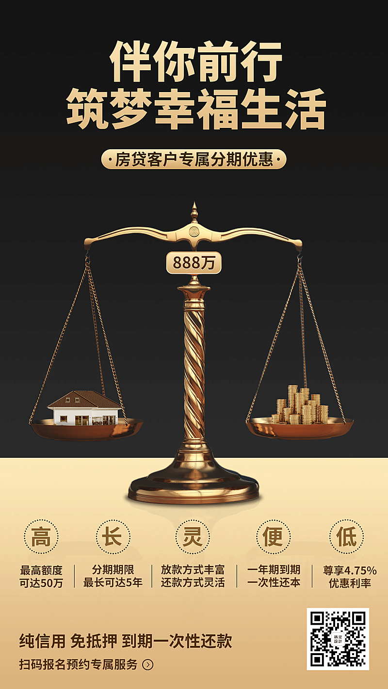 金融保险房贷专属分期优惠营销海报