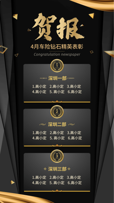 金融保险钻石精英贺报黑金喜报表彰海报预览效果