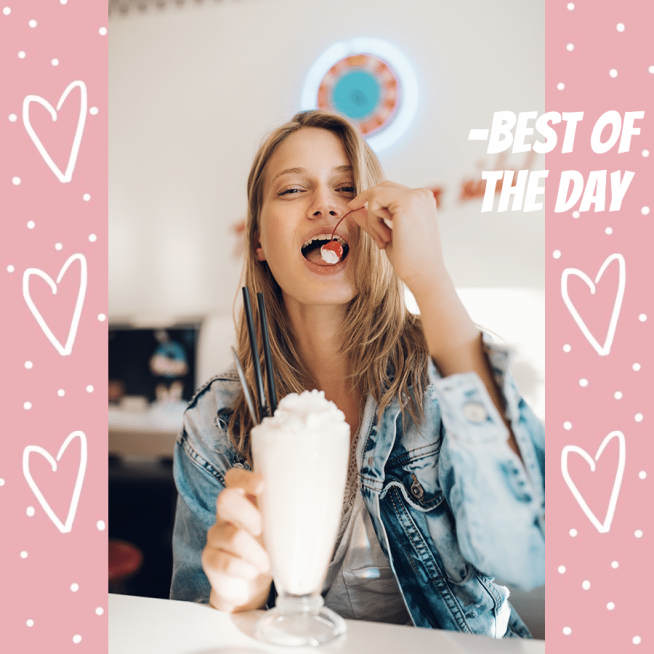 Female Tasted Ice-cream Photo Delicious Food Record Fashion Simple Style Poster Instagram Post预览效果