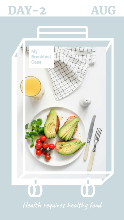Creative Hand Painted Luggage Frame Breakfast Record Instagram Story