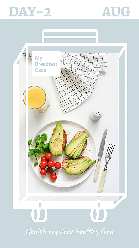 Creative Hand Painted Luggage Frame Breakfast Record Instagram Story
