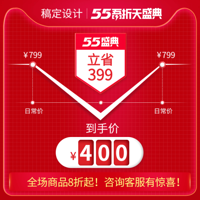 五五吾折天活动价格曲线主图预览效果