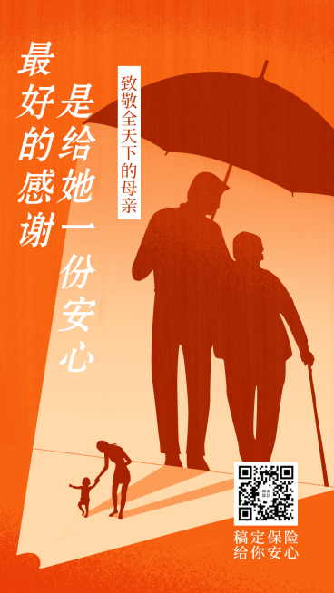 金融保险母亲节保险创意剪影手绘祝福海报预览效果