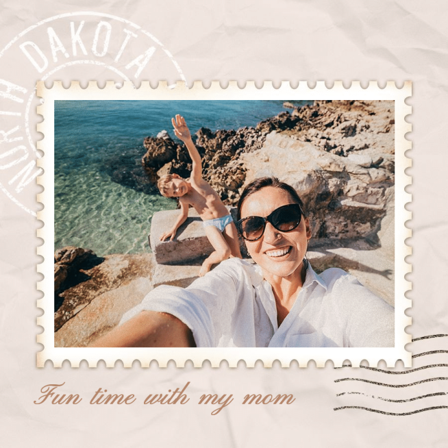 Literary Pleated Paper Background Mother's Day Seaside Record Instagram Post预览效果