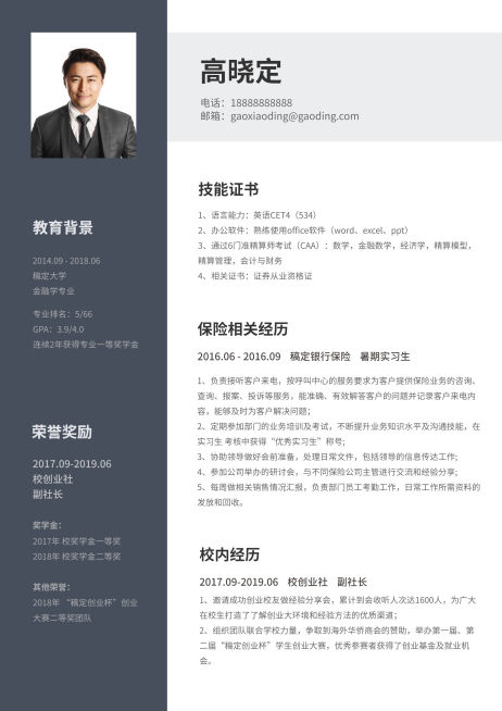 简约证券分析简历（实习应届）预览效果