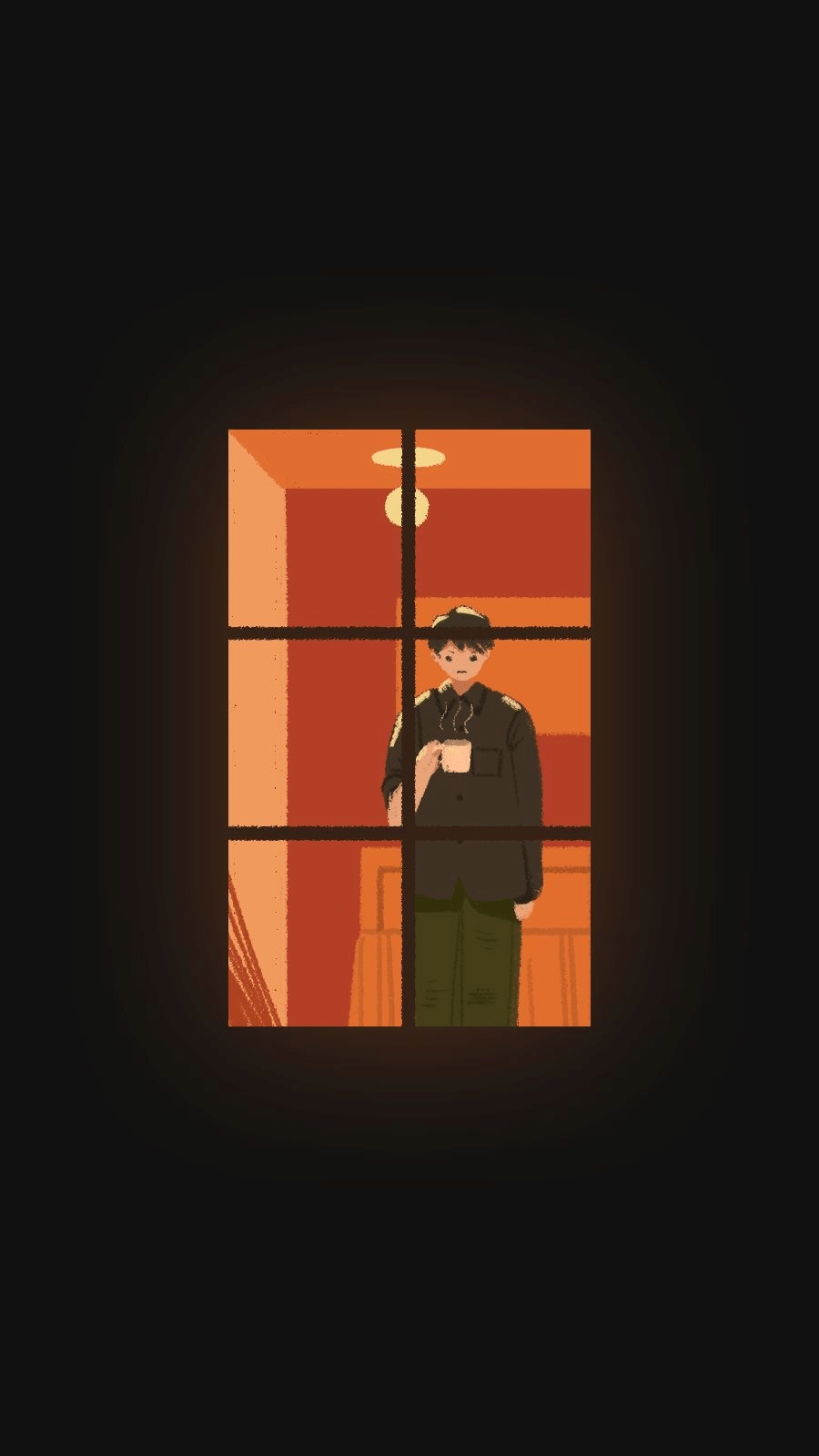 Hand Painted View from the Window Drink Boy Illustration Instagram Highlight