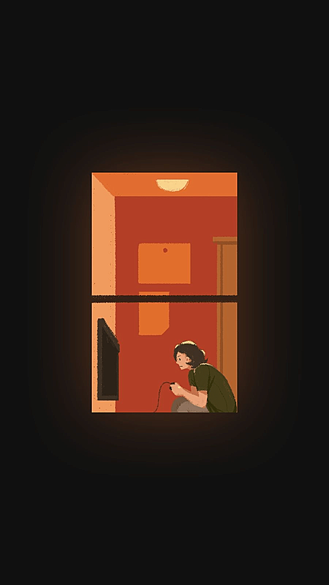 Hand Painted View from the Window Gaming Boy Illustration Instagram Highlight