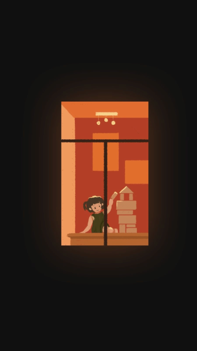 View from the Window Girl Playing Illustration Instagram Highlight