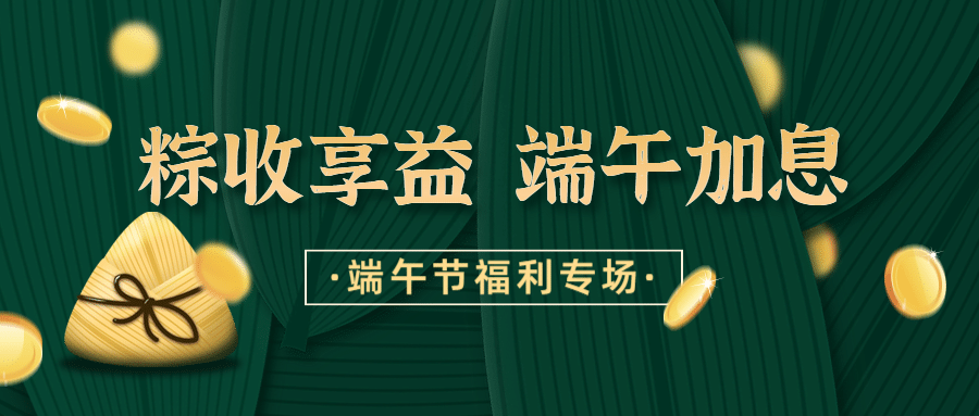 金融保险端午节粽收享益端午加息福利公众号首图