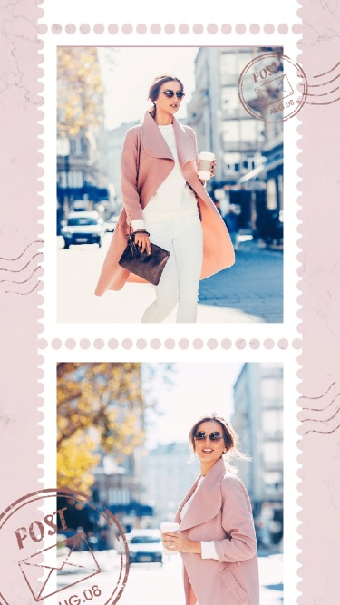 Retro Envelope Element Street Sunlight Coat Woman Travel Record Instagram Story