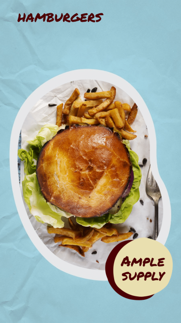 Blue Background French Fries Photo Simple Fashion Style Poster Instagram Story预览效果
