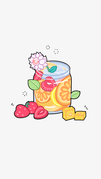 Fashion Cute Hand Painted Fruits Tea Instagram Highlight