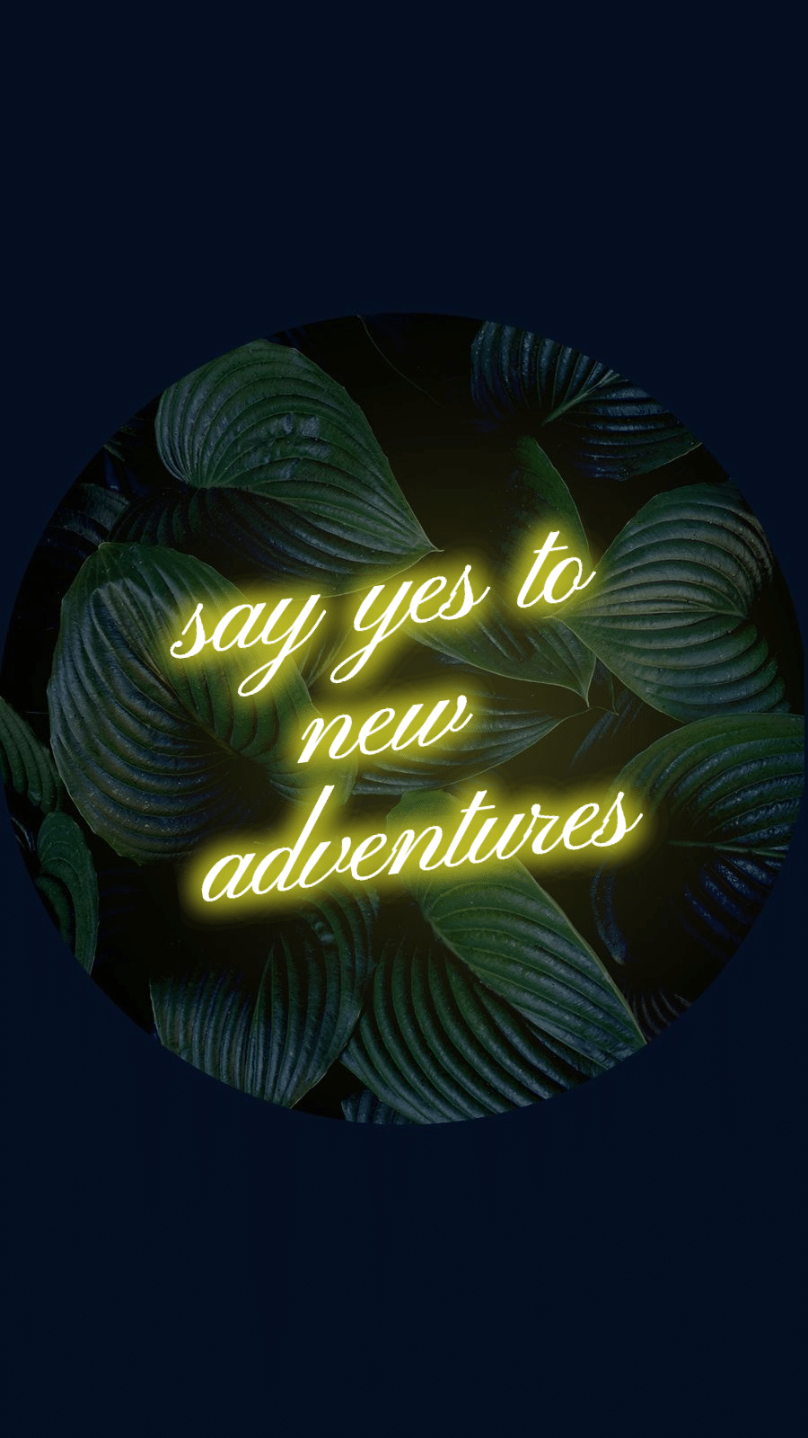 Fashion Plants Green Leaves Decorate Neon Lights Text Instagram Highlight