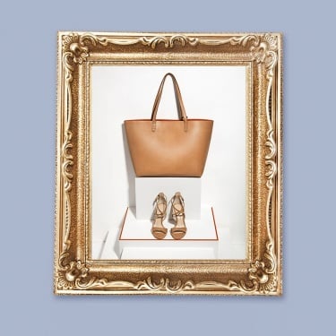 Women's Tote Bag and Shoes Promo Vintage Picture Frame Simulation Ecommerce Product Image