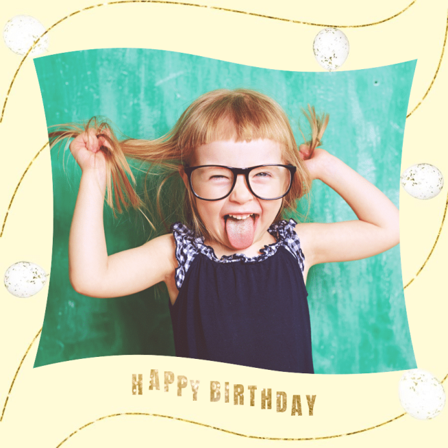 Fresh Line Element Kid's Birthday Greeting Text Instagram Post预览效果
