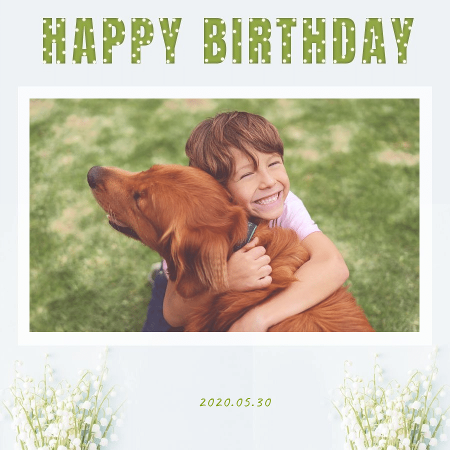Kid Pet Happy Birthday Frame Simple Fashion Style Poster Instagram Post