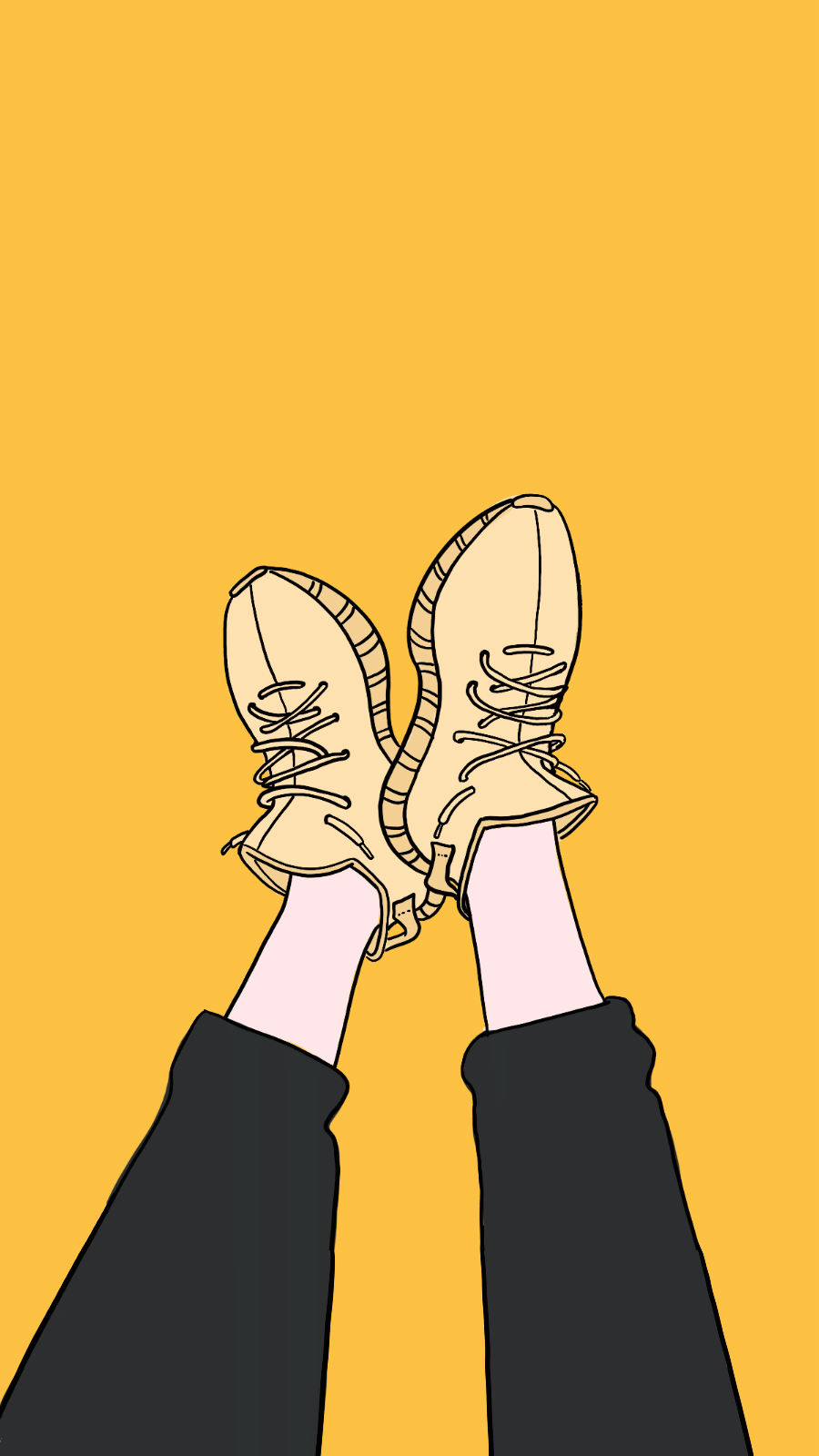 Hand Painted Yellow Sport Shoes Cartoon Leg Instagram Highlight