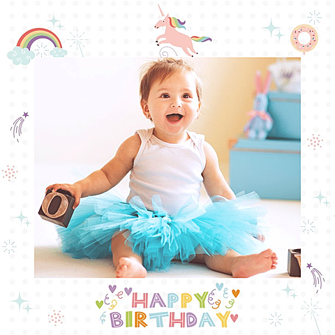 Cute Cartoon Graffiti Kid Birthday Greeting Instagram Post