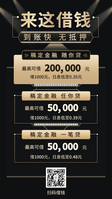 金融保险来这借钱贷款商务风营销海报预览效果