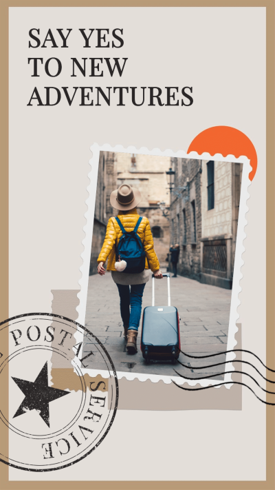 Literary Stamp Frame Woman Travel Record Instagram Story