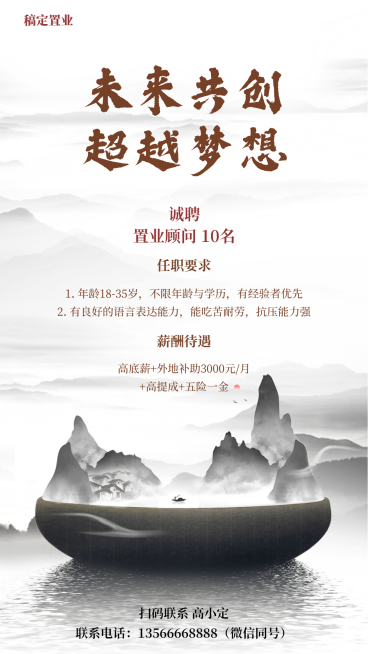 地产行业销售招聘海报预览效果