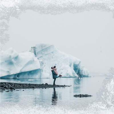 Simple Fashion Snow Lake Couple Show Instagram Post