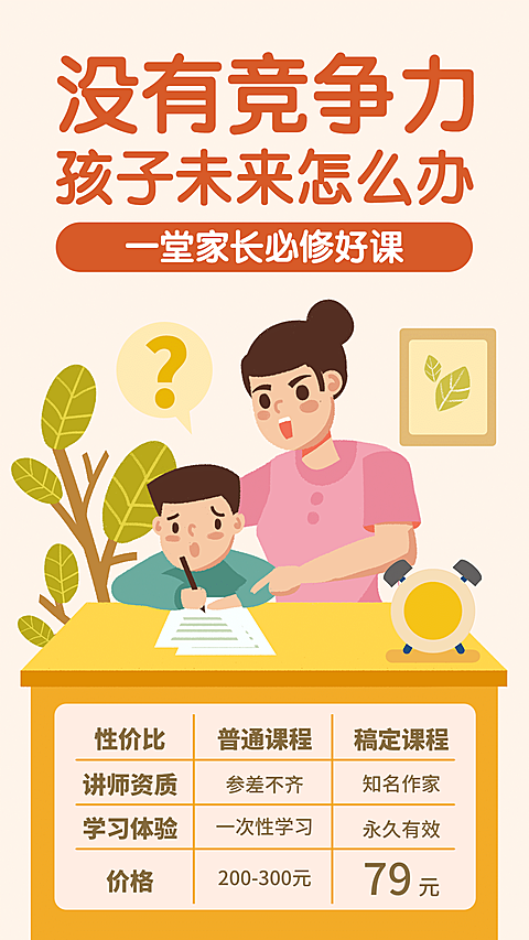 家长必修课/线上课程/招生/手机海报