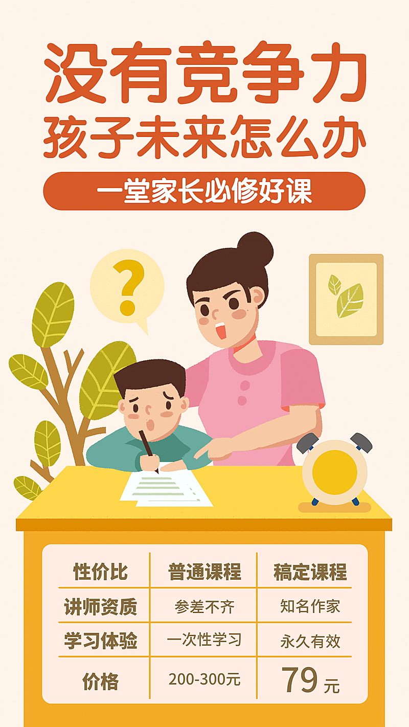 家长必修课/线上课程/招生/手机海报