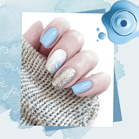 Fashion Watercolor Block Element Blue Nail Polish Instagram Post