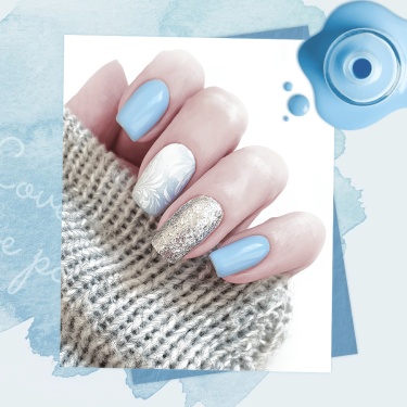 Fashion Watercolor Block Element Blue Nail Polish Instagram Post
