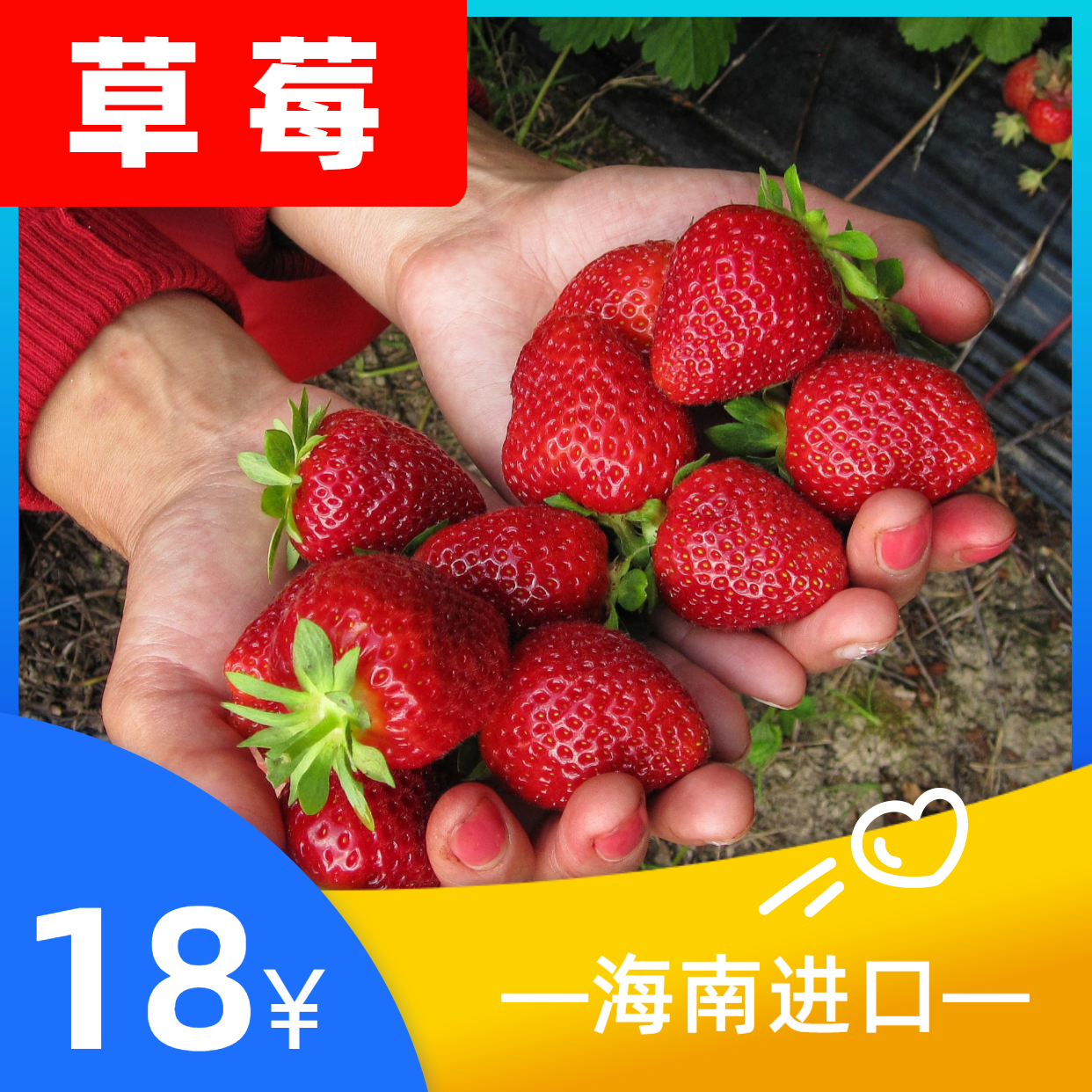 餐饮美食水果促销草莓实景方形海报