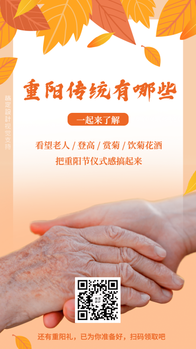 重阳节传统习俗科普实景海报