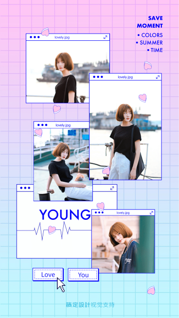 蒸汽波少女自拍晒图预览效果