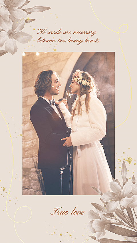 Pure Color Flowers Background Wedding Photo Art Simple Romantic Fashion Style Poster Instagram Story