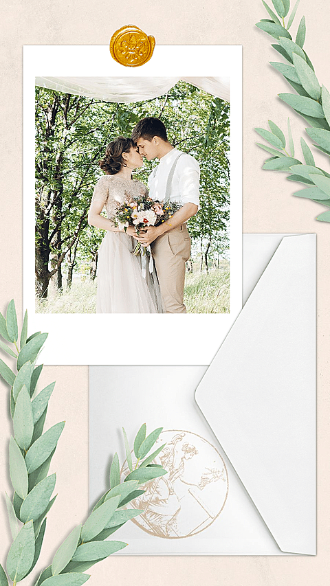 Literary Leaves Decirate Letter Frame Couple Wedding Moment Record Instagram Story