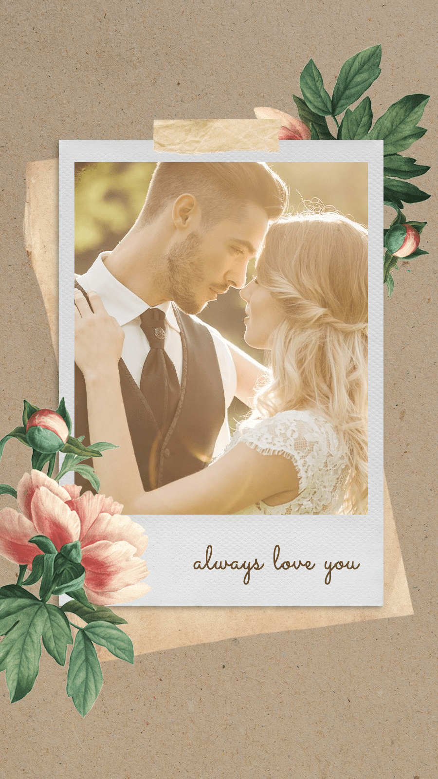 Gray Orange Background Flowers Frame Wedding Photo Fashion Simple Style Poster Instagram Post预览效果