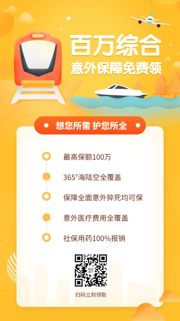 金融保险百万意外保障保险营销活动海报预览效果