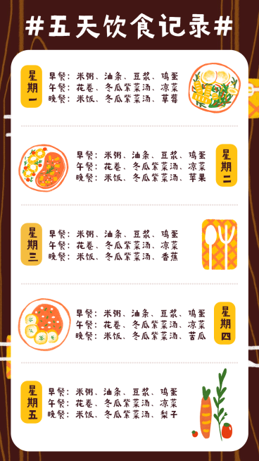 一周饮食记录手账预览效果