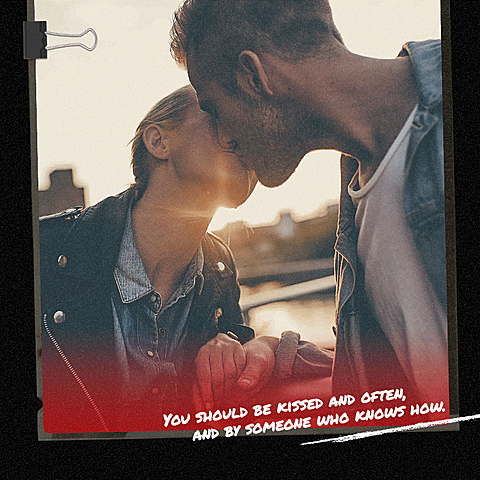 Literary Brush Element Couple Kiss Moment Record Text Instagram Post