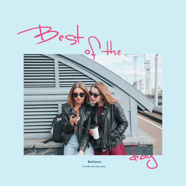 Blue Background Friend Photo Fashion Simple Style Poster Instagram Post预览效果