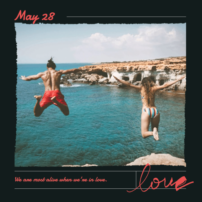 Line Element Literary Couple Travel Record Display Quotes Instagram Post预览效果
