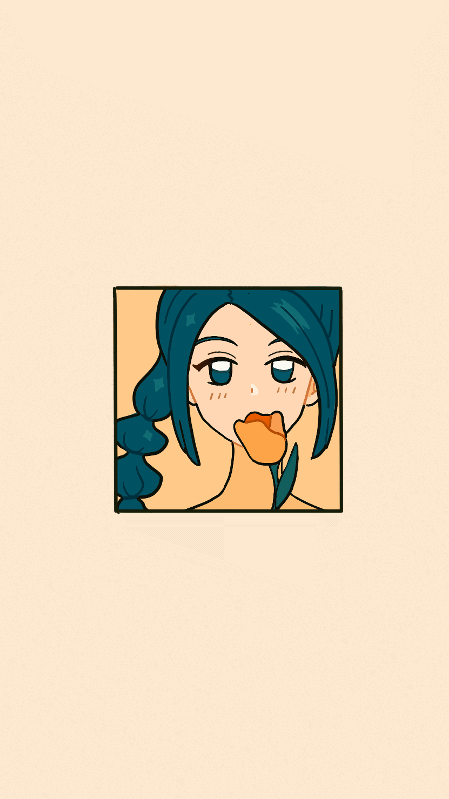 Cute Square Frame Hand Painted Cartoon Flower Girl Instagram HIghlight