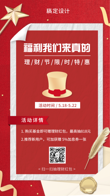 金融保险理财节真福利福利限时营销活动海报预览效果