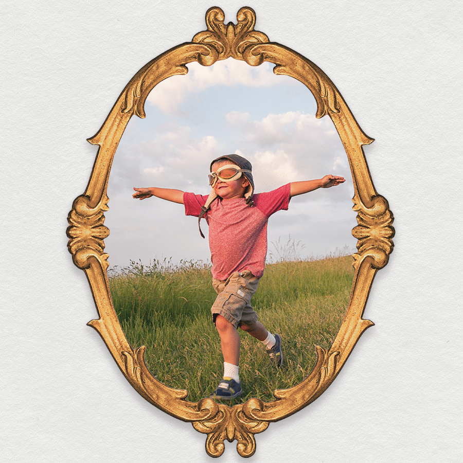 Gray Background Mirror Frame Children Photo Fashion Art Simple Style Poster Instagram Post