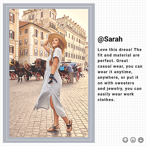 Building Scene Literary Women's Dress Sales Feedback Display Ecommerce Product Image
