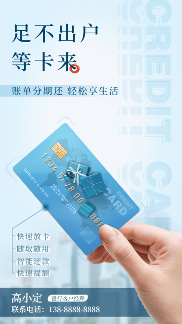 金融保险信用卡营销活动竖版海报预览效果