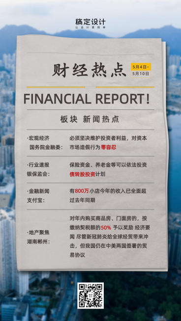 金融保险财经热点创意竖版海报预览效果
