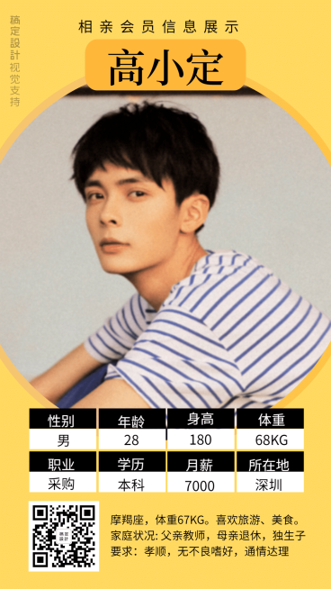 婚介相亲会员个人信息展示预览效果