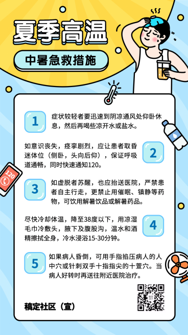 夏天夏季高温炎热中暑手机海报预览效果