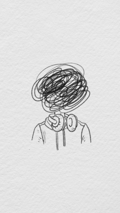 Simple Emotional Line Drawing Headset Character Instagram Highlight